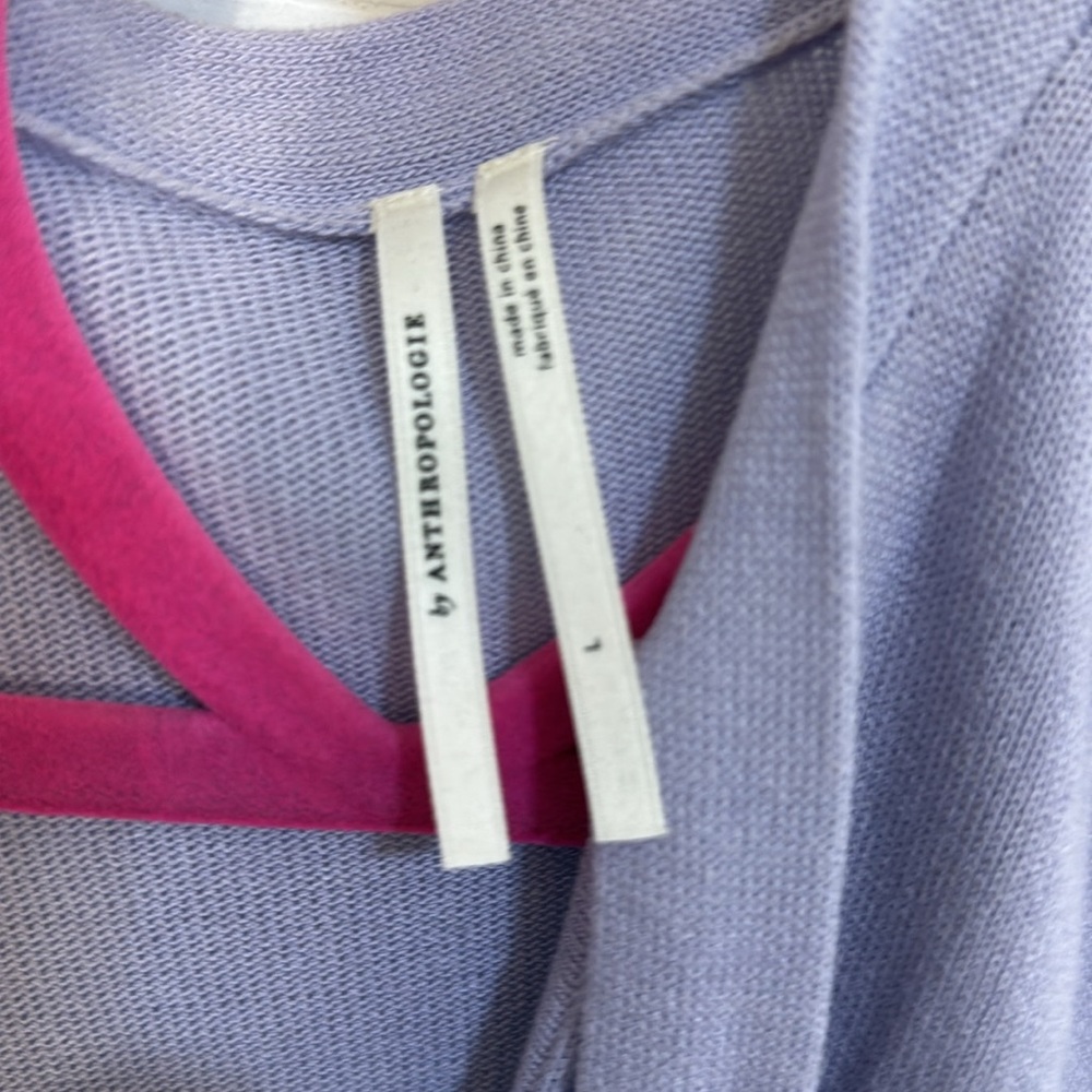 Anthropologie Rambuteau Surplice Lavender Purple Wrap Sweater Top Size large - Picture 3 of 4